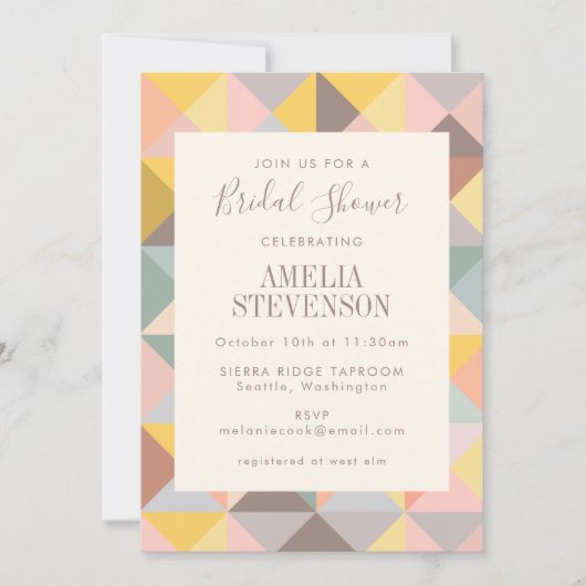 erdneutrales rustikales geometrisches Brautparty Einladung (Vorderseite)