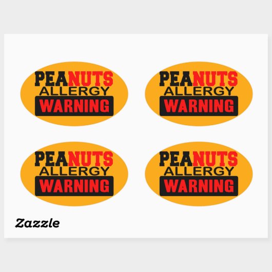 Erdnuss-Allergie-Warnung Ovaler Aufkleber (Blatt)