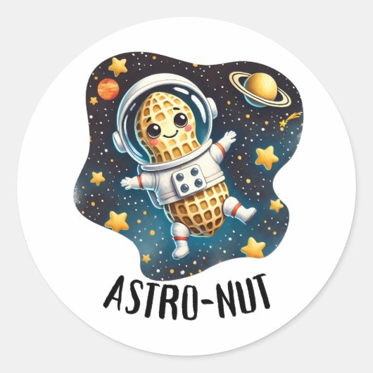 Erdnuss, Astronautenpun | Runder Aufkleber (Vorderseite)