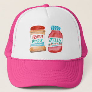Erdnuss Butter und Erdbeeren Jelly Wasserfarbe Kun Truckerkappe