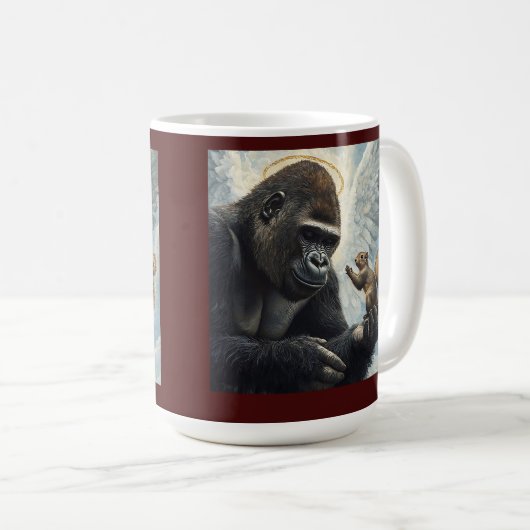 Erdnuss das Eichhörnchen und Harambe treffen sich Kaffeetasse (VorderseiteRechts)