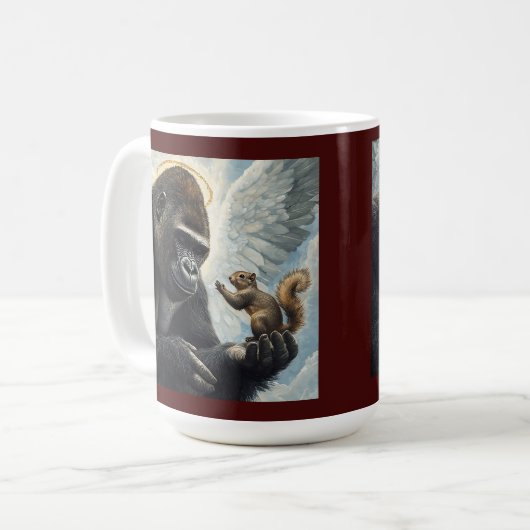 Erdnuss das Eichhörnchen und Harambe treffen sich Kaffeetasse (Vorderseite Links)