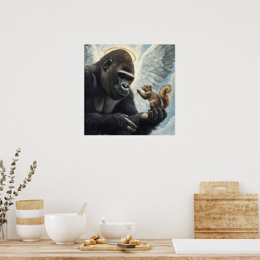 Erdnuss das Eichhörnchen und Harambe treffen sich  Poster (Küche)