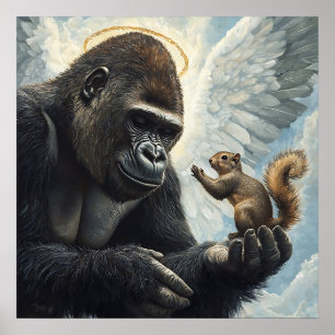 Erdnuss das Eichhörnchen und Harambe treffen sich  Poster