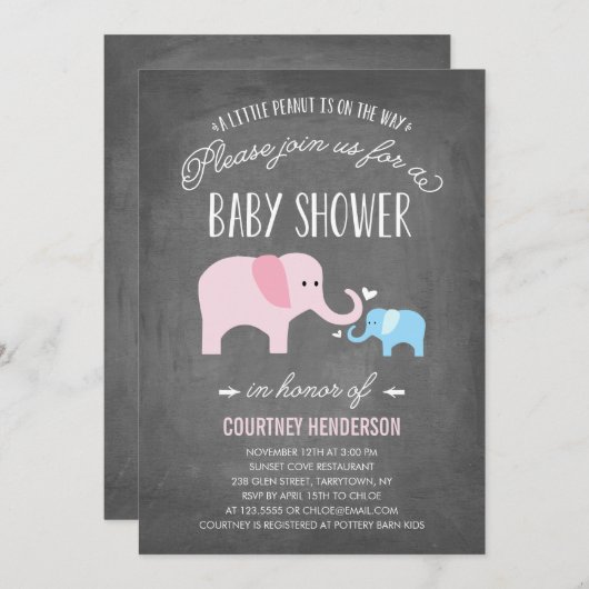 Erdnuss| Einladung zur Kinderdusche (Vorne/Hinten)