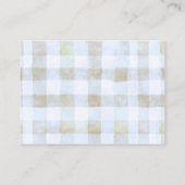 Erdnuss Junge Blau Gingham Baby Shower Windel Begleitkarte (Rückseite)