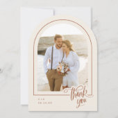 Erdnuss Neutral 2 Foto Hochzeit Dankeschön Karte (Vorderseite)