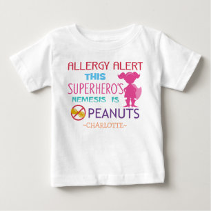 Erdnussallergie-Warnhinweis Superheld - Girls Cust Baby T-shirt