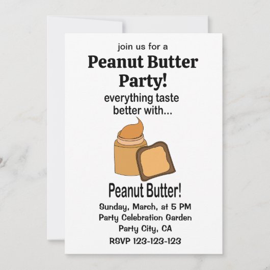 Erdnussbrot Niedlich Funny Funny Einladung (Vorderseite)