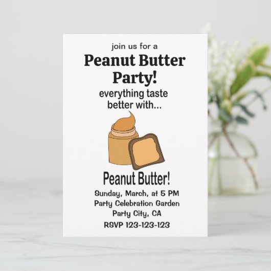 Erdnussbrot Niedlich Funny Funny Einladung (Stehend Vorderseite)