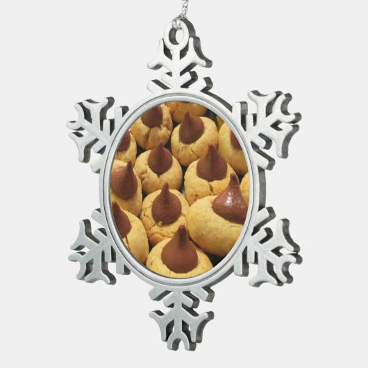 Erdnussbutter-Schokoladen-Tropfen-Plätzchen Schneeflocken Zinn-Ornament (Rechts)