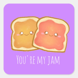 Erdnussbutter und Erdbeere Jelly Toast Quadratischer Aufkleber