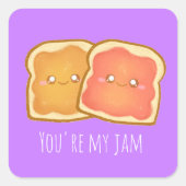 Erdnussbutter und Erdbeere Jelly Toast Quadratischer Aufkleber (Vorderseite)