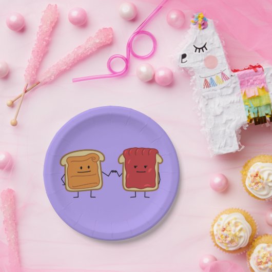 Erdnussbutter und Gelee-Faust stoßen Freundtoast Pappteller (Party)