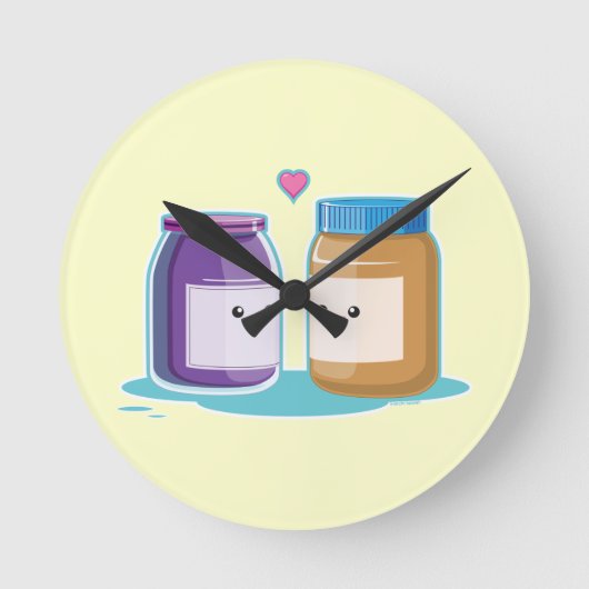 Erdnussbutter und Gelee Runde Wanduhr (Vorderseite)