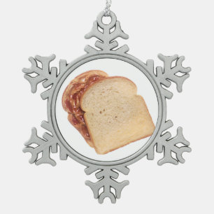 Erdnussbutter und Gelee-Sandwich Schneeflocken Zinn-Ornament