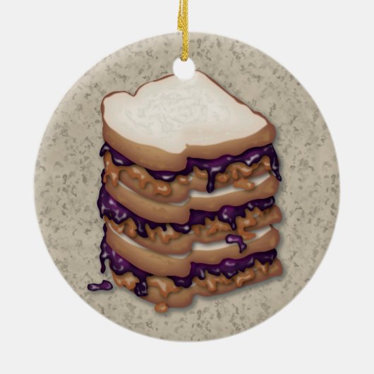 Erdnussbutter-und Gelee-Sandwiche Keramik Ornament (Hinten)