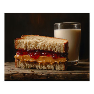 Erdnussbutter-und-Jelly-Sandwich-Milch-Gemälde Poster