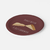 Erdnussbutter und Pappteller des Gelee-Sandwich-| (Schrägansicht)