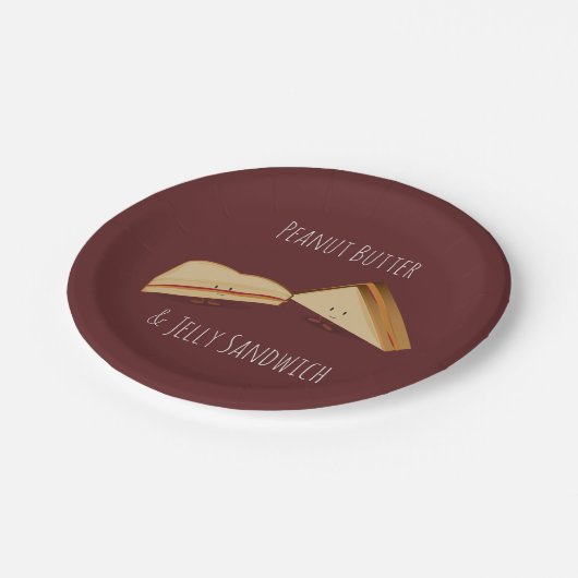 Erdnussbutter und Pappteller des Gelee-Sandwich-| (Schrägansicht)