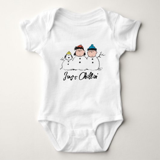 Erdnüsse | 3 Person Snowman Baby Strampler (Vorderseite)