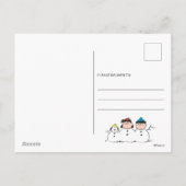 Erdnüsse | 3 Person Snowman Feiertagspostkarte (Rückseite)