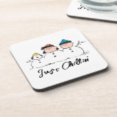 Erdnüsse | 3 Person Snowman Getränkeuntersetzer (Linke Seite)