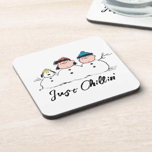 Erdnüsse | 3 Person Snowman Getränkeuntersetzer (Linke Seite)