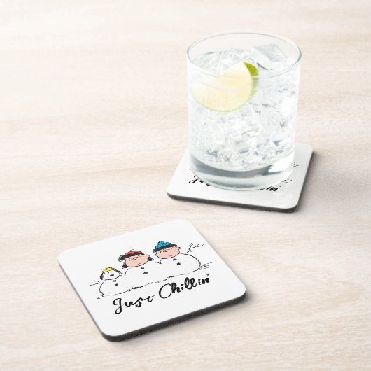 Erdnüsse | 3 Person Snowman Getränkeuntersetzer (Rechte Seite)