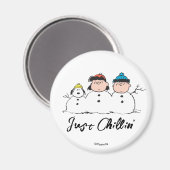 Erdnüsse | 3 Person Snowman Magnet (Vorderseite/Rückseite)