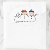 Erdnüsse | 3 Person Snowman Ovaler Aufkleber (Tasche)