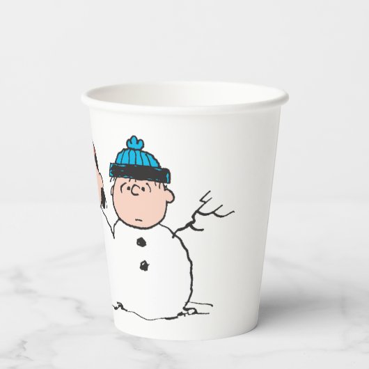 Erdnüsse | 3 Person Snowman Pappbecher (Rückseite)