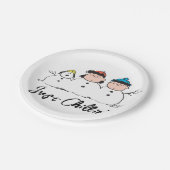 Erdnüsse | 3 Person Snowman Pappteller (Schrägansicht)