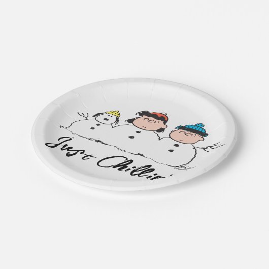 Erdnüsse | 3 Person Snowman Pappteller (Schrägansicht)