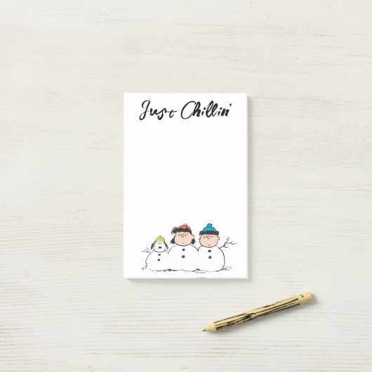 Erdnüsse | 3 Person Snowman Post-it Klebezettel (Auf Schreibtisch)