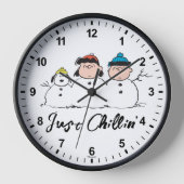 Erdnüsse | 3 Person Snowman Uhr (Vorderseite)