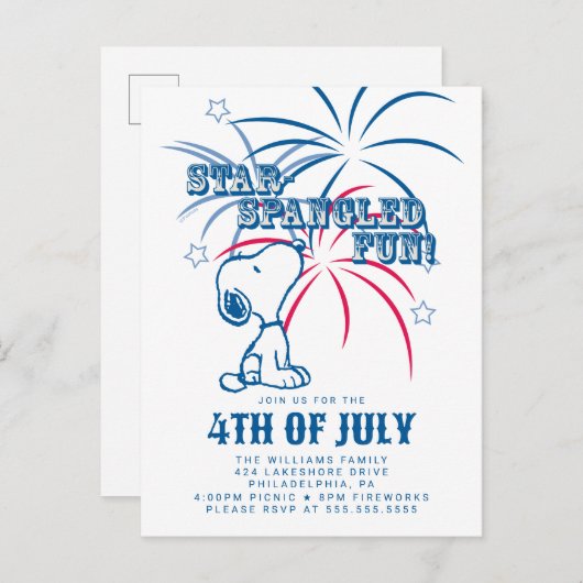 Erdnüsse 4. Juli Star Spangled Spaß Postkarte (Vorne/Hinten)