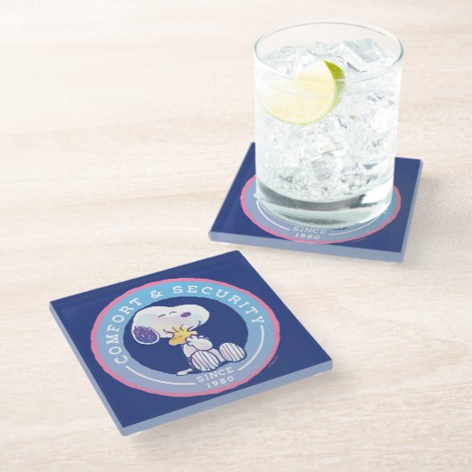 Erdnüsse | Abzeichen für Komfort und Sicherheit Bl Glasuntersetzer (Schrägansicht)