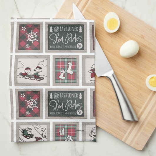 Erdnüsse | Alt modisches Schlittelwegmuster Geschirrtuch (Viertel Falte)