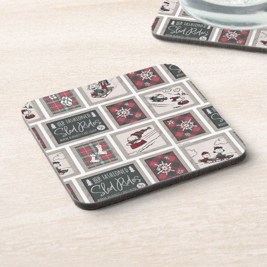 Erdnüsse | Alt modisches Schlittelwegmuster Getränkeuntersetzer (Linke Seite)