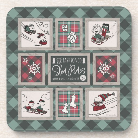 Erdnüsse | Alt modisches Schlittelwegmuster Getränkeuntersetzer (Vorderseite)