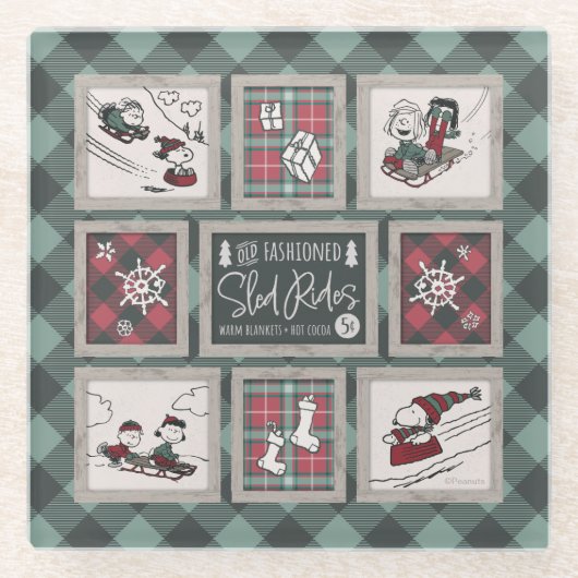 Erdnüsse | Alt modisches Schlittelwegmuster Glasuntersetzer (Vorderseite)