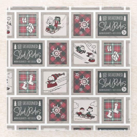 Erdnüsse | Alt modisches Schlittelwegmuster Glasuntersetzer (Vorderseite)