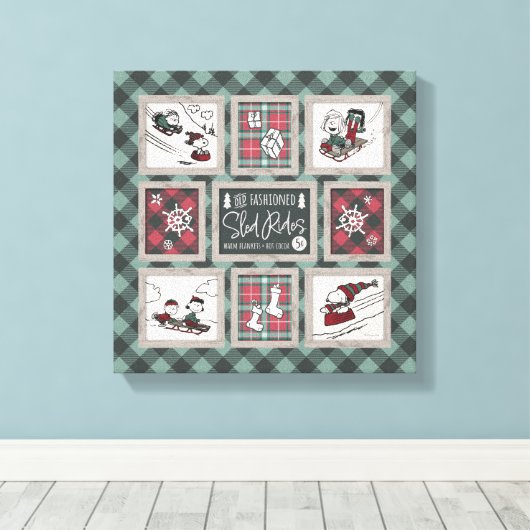 Erdnüsse | Alt modisches Schlittelwegmuster Leinwanddruck (Insitu (Holzboden))