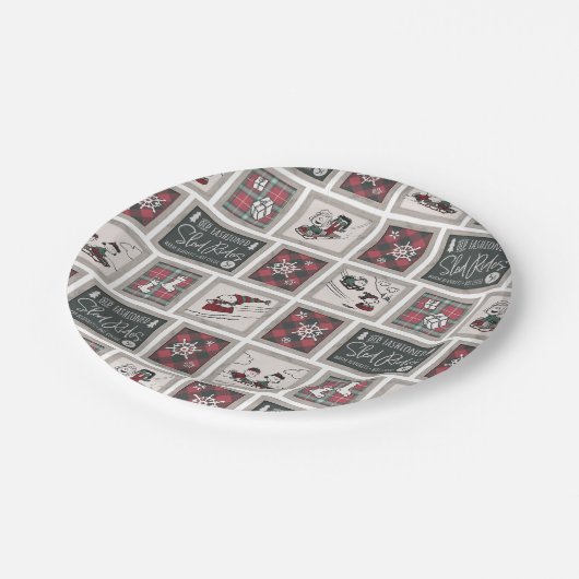 Erdnüsse | Alt modisches Schlittelwegmuster Pappteller (Schrägansicht)