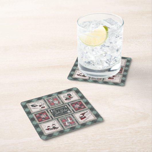 Erdnüsse | Alt modisches Schlittelwegmuster Rechteckiger Pappuntersetzer (Vor Ort)