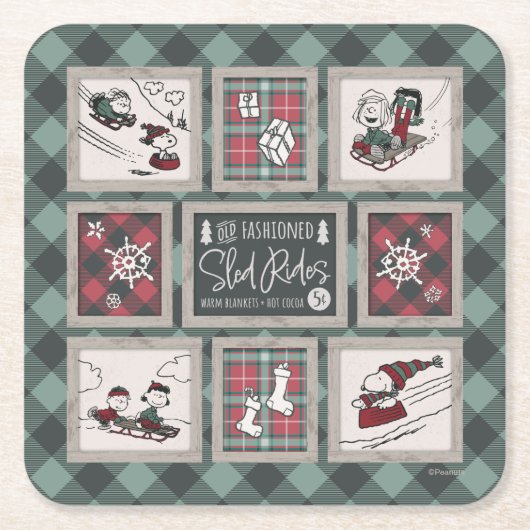 Erdnüsse | Alt modisches Schlittelwegmuster Rechteckiger Pappuntersetzer (Vorderseite)