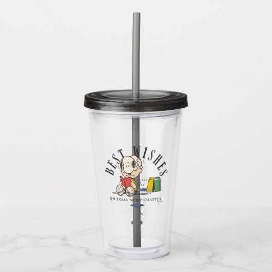 Erdnüsse Beste Wünsche Abschluss Snoopy Lesend Acryltrinkbecher (Vorderseite)