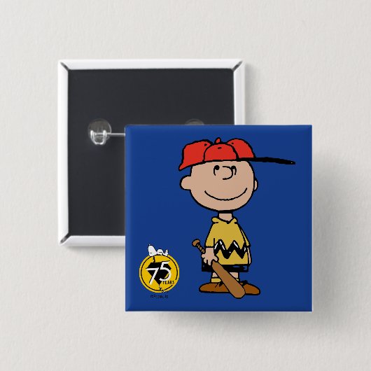 Erdnüsse | Charlie Brown Baseball Smile Button (Vorne & Hinten)