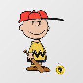 Erdnüsse | Charlie Brown Baseball Smile Fensteraufkleber (Blatt)